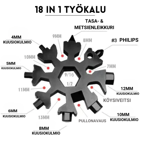 Snowflake™ 18-in-1 monitoimityökalu