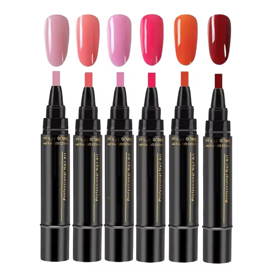 SalonPen – 3-i-1 gelpen til negle med UV-lampe (pakke med 6 stk.)