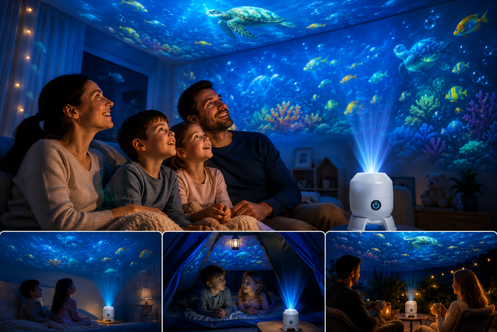 OceanWave-meriprojektori pyörivillä LED-valoilla – Luo taianomaisia iltoja